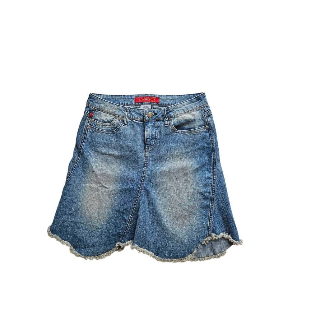 y2k vintage low-rise denim midi skirt